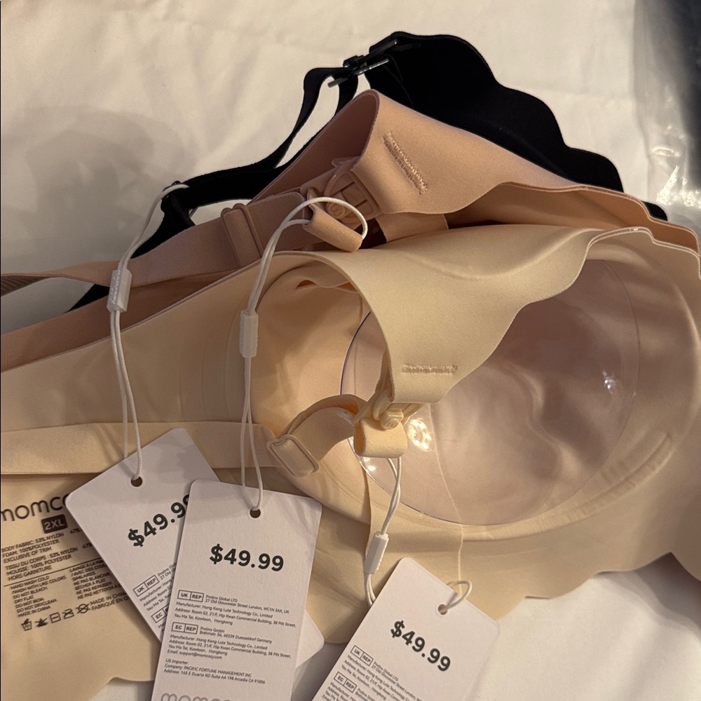 MomCozy Elegant Women's Nursing Bra Trio - Black, Cream, Tan.  2XL - Picture 8 of 8